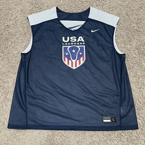 Nike Team USA Lacrosse Jersey Mens Large Blue White Reversible Mesh Training Top